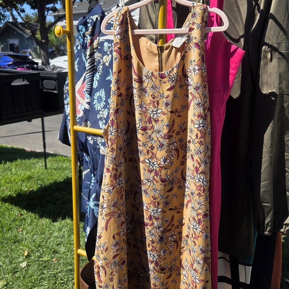 Mustard Floral Sleeveless Dress
